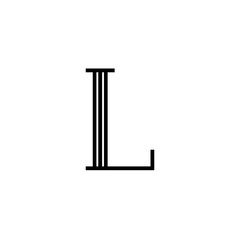 Vector Classical Letter L Lines Black and White