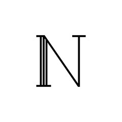 Vector Classical Letter N Lines Black and White