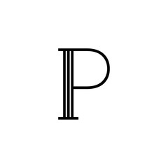 Vector Classical Letter P Lines Black and White