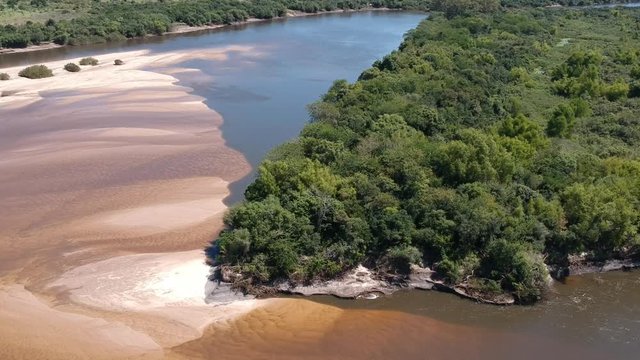 aerial footage from uruguay, black river, mercedes