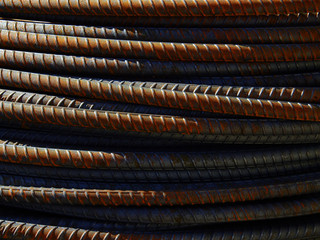 pile of steel bar in construction site