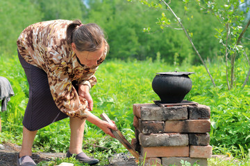 pensioner in the village