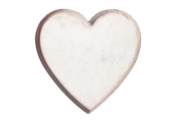 Grunge gray wood heart shape isolated on white. Love symbol for graphic design.