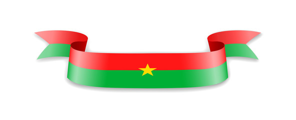 Burkina Faso flag in the form of wave ribbon.