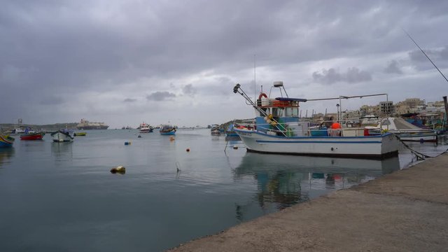 Marsaxlokk Port with Luzzus (Malta)