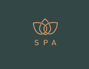 Linear logo lotus for spa beauty and care