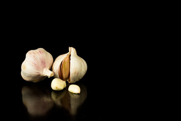 Garlic on a black background 