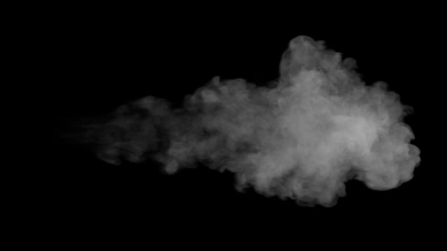Cloud slowly developing. Separated on pure black background.