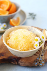Orange granita, frozen summer dessert