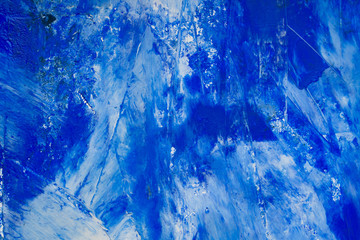 Artistic abstract oil white and blue painted background. Texture, backdrop.