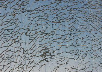 background broken glass blue close-up