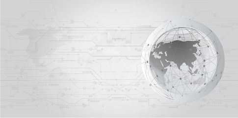 Obraz premium Concept Digital Network Connections, Technology Background with Earth