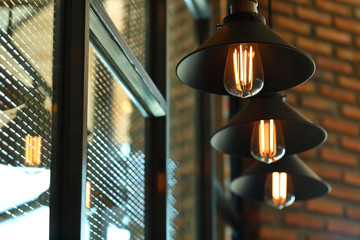 vintage light lamp interior in cafe