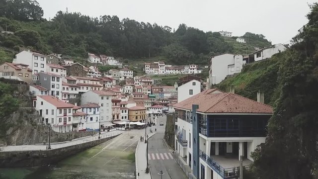 aerial image of the entrance of the village of Cudillero