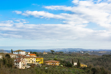 View from San Casciano. Italian region Tuscany, southwest of Florence.  Val di Pesa, highly renowned for the production of wine and olive oil.
