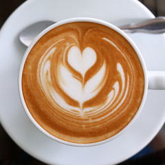 hot latte coffee in cafe restaurant