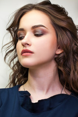 Naklejka premium Make up beauty. Close up beautiful brunette fashion girl