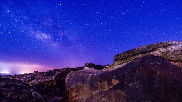 Milky way and Rock art in the Negev desert, Israel