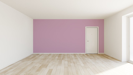 Obraz premium Rendering interno parete rosa parquet rovere porta ingresso