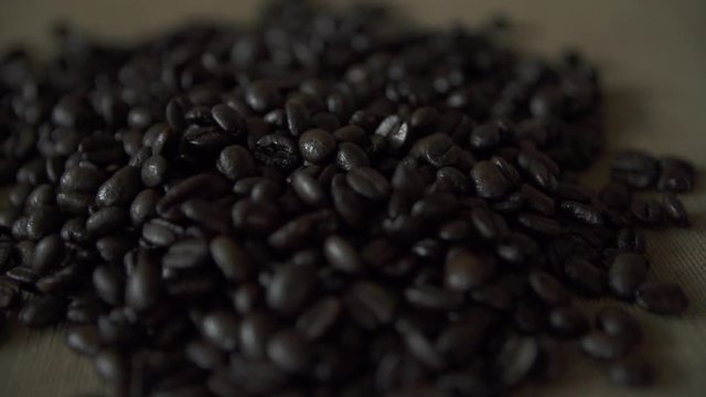 Coffee Beans dropping In Slow Motion