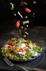 Chickpea salad with vegetables and microgreens