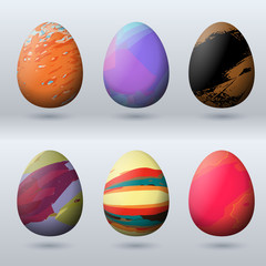 Easter egg set with hipster design texture 
