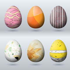 Easter egg set with hipster design texture 