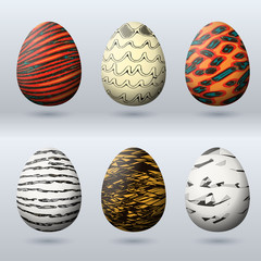 Easter egg set with hipster design texture 