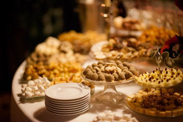 Beautiful wedding reception sweet buffet
