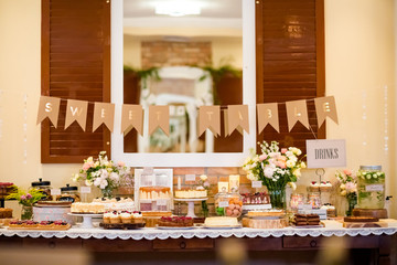 Beautiful wedding reception sweet buffet