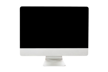 Big PC computer monitor display isolated on white background. IT mockup.