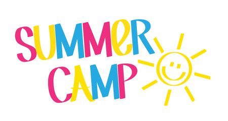 SUMMER CAMP colorful graffiti tag banner with sun