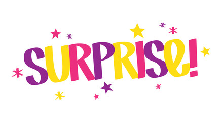 SURPRISE! colorful graffiti tag banner with stars