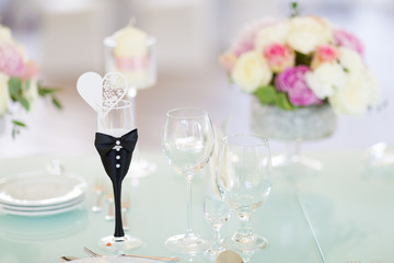 Beautiful wedding reception table decoration