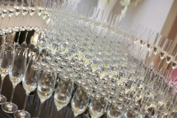 table with glasses of champagne