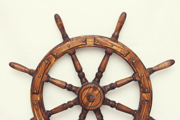 Steering hand wheel ship on white background
