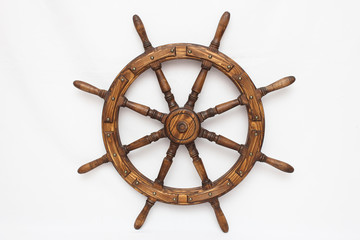 Steering hand wheel ship on white background