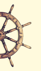 Steering hand wheel ship on white background