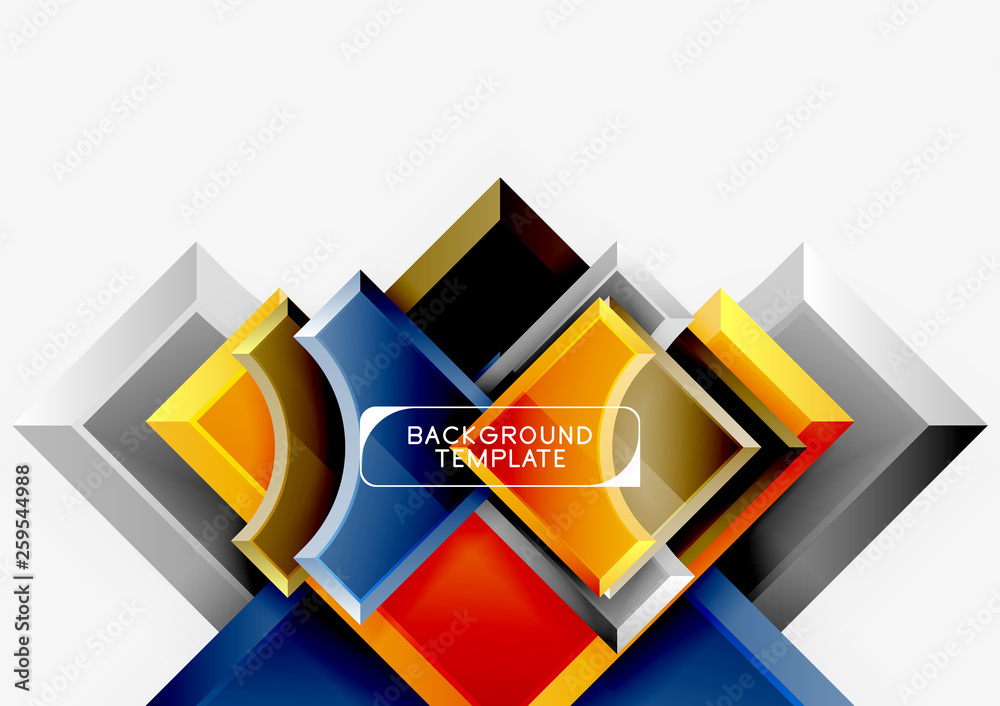Fototapete 3d futuristic shapes vector abstract background made of glossy pieces with light effects