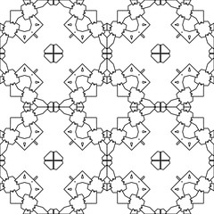 Moroccan tile retro motif. Exotic seamless zentangle pattern for relaxation. Colouring book page, interior, wallpaper, fabric, textile, phone case. Vintage allover geometric flower graphic design.
