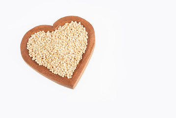 White Quinoa Seeds - Chenopodium quinoa. White background