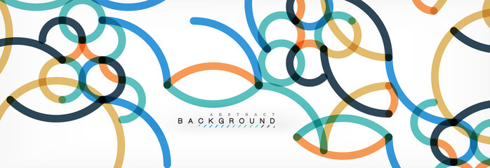 Curly wave lines abstract background design, transparent color lines on gray