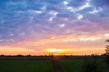 Colorful dramatic sky cloud sunset