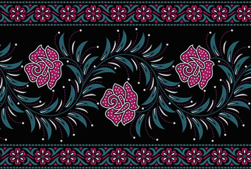 seamless floral border with black color