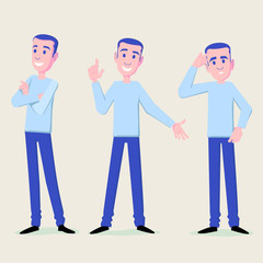 Cartoon man in different poses