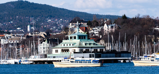 Widok z Bygdøy Oslo Landscape from Bygdoy ferry prom Krajobraz Oslo Norwegia Norway Norge...
