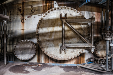Fototapeta premium scene and details of an abandoned steel furnace building