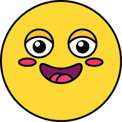 Happy, shy emoji color illustration