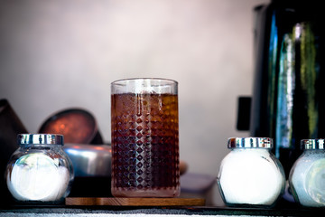 Iced black coffee or long black coffee put bar