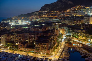 Fototapeta premium Fontvieille, Monaco in the night